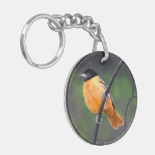 Oriolmalerei - Original Vogelkunst Schlüsselanhänger (Vorderseite links)