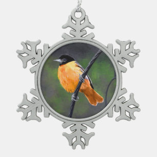 Oriolmalerei - Original Vogelkunst Schneeflocken Zinn-Ornament