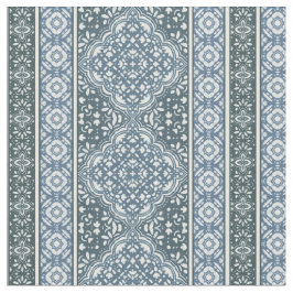 Orion Blue Decorative Boho Tile Pattern Stoff