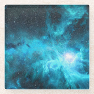 Orion Nebel, blaues Licht, Astronomie. Glasuntersetzer