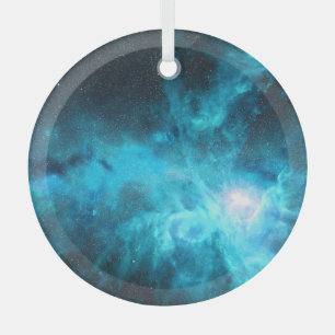 Orion Nebel, blaues Licht, Astronomie. Ornament Aus Glas