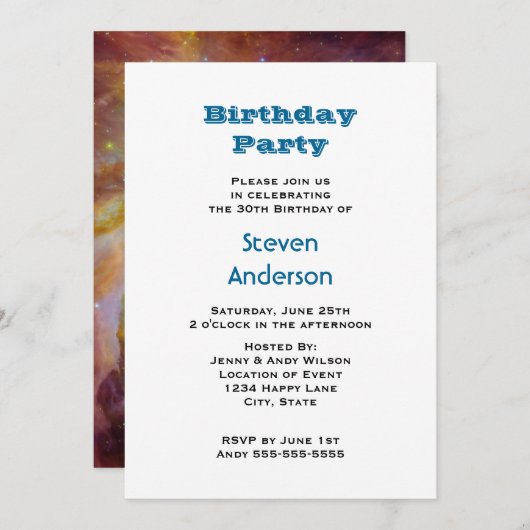 Orion Nebula Birthday Party Einladung (Vorne/Hinten)