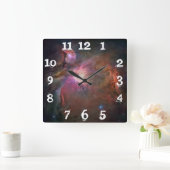 Orion Nebula Foto Cool Weiße Zahlen Quadratische Wanduhr (Zuhause)