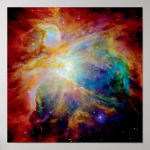 Orion Nebula Hubble Spitzer Telescope Space Foto Poster