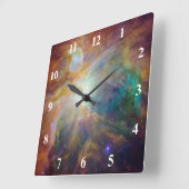 Orion Nebula mit weißen Zahlen Quadratische Wanduhr (Winkel)