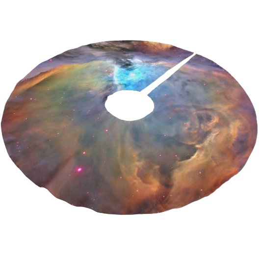 Orion Nebula Raumgalaxie Polyester Weihnachtsbaumdecke (Schrägansicht)