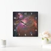 Orion Nebula Weiße Zahlen Quadratische Wanduhr (Zuhause)
