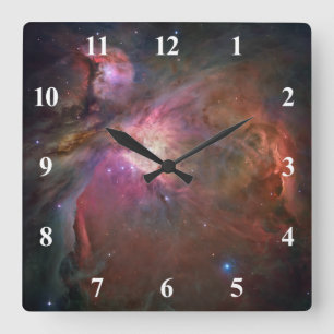 Orion Nebula Weiße Zahlen Quadratische Wanduhr