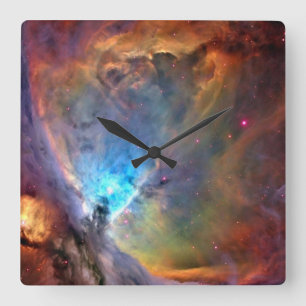 Orion Nebula Weltraumgalaxie niedriger Kontrast Quadratische Wanduhr