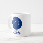 Orion Starseed Tasse - Blau & Weiß Cosmic Design (Vorderseite Links)