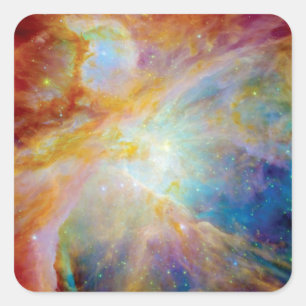 Orionnebel Hubble Spitzer Teleskop Weltraumfoto Quadratischer Aufkleber