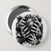 Orkney Dark Art Ink Illustration – Greifende Hände Button (Vorne & Hinten)