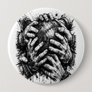 Orkney Dark Art Ink Illustration – Greifende Hände Button