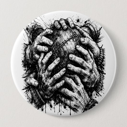 Orkney Dark Art Ink Illustration – Greifende Hände Button (Vorderseite)