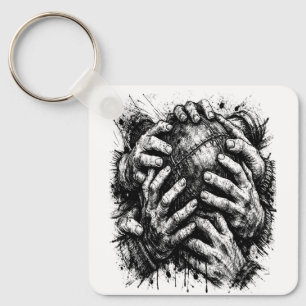 Orkney Dark Art Tintenillustration – Greifende Hän Schlüsselanhänger