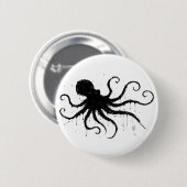 Orkney Dark Ink Illustration – Greifender Oktopus Button (Vorne & Hinten)