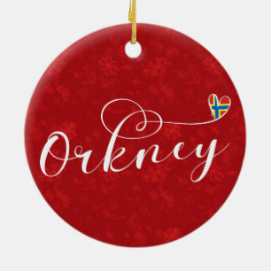 Orkney Flag in Heart, Northern Isles, Schottland Keramik Ornament
