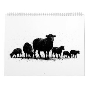 Orkney-Schafe — Tinten-Silhouette-Herde Kalender
