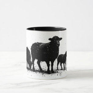 Orkney-Schafe — Tintensilhouette-Herde Tasse