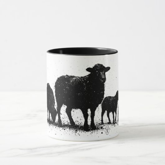 Orkney-Schafe — Tintensilhouette-Herde Tasse (Zentrum)