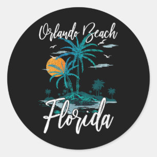 Orlando Beach Florida Familienurlaub Palm Tree Su Runder Aufkleber