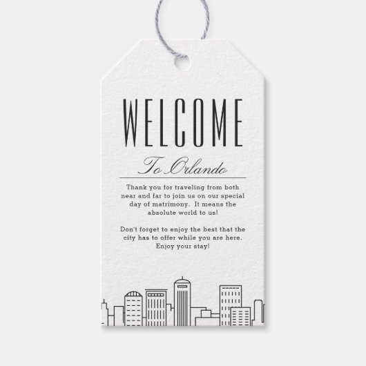 Orlando City Skyline | Begrüßungstipps Geschenkanhänger (Vorderseite)