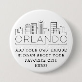 Orlando City Skyline | Benutzerdefinierter Slogan- Button (Vorderseite)