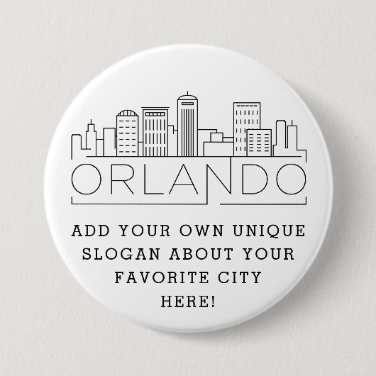 Orlando City Skyline | Benutzerdefinierter Slogan- Button (Vorderseite)