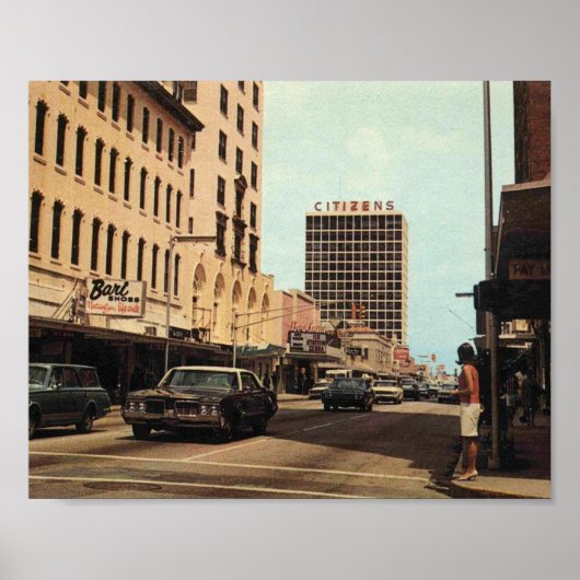 Orlando FL, Downtown Street Scene, Vintag Poster (Vorne)