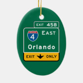 Orlando, FL-Verkehrsschild Keramik Ornament (Hinten)