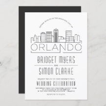 Orlando, FL Wedding | Stilisierte Skyline-Einladun