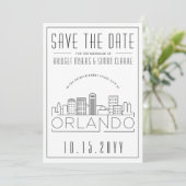 Orlando, Fl Wedding Stylized Skyline Rett-the-Date Einladung (Stehend Vorderseite)