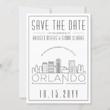 Orlando, Fl Wedding Stylized Skyline Rett-the-Date