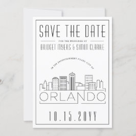 Orlando, Fl Wedding Stylized Skyline Rett-the-Date Einladung