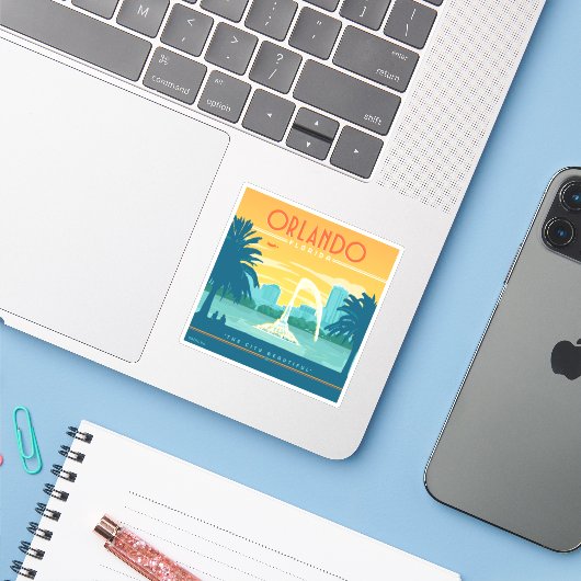 Orlando Florida Aufkleber (Laptop mit iPhone)