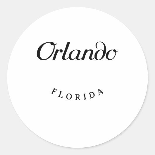 Orlando Florida Black Schriftart Runder Aufkleber (Vorderseite)