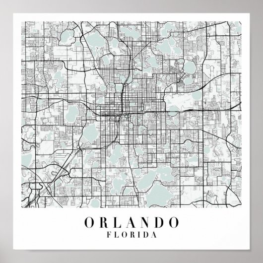 Orlando Florida Blue Water Street Karte Poster (Vorne)