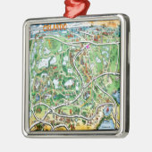 Orlando Florida Cartoon Karte Silbernes Ornament (Links)