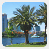 Orlando Florida Cityscape Quadratischer Aufkleber (Vorderseite)