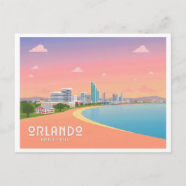 Orlando Florida Coastline Citycape Pastel Travel Postkarte