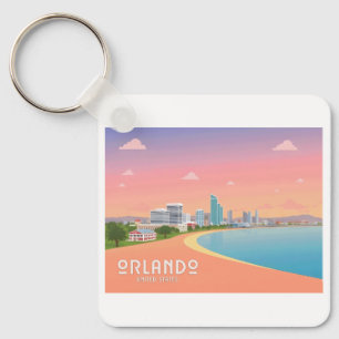 Orlando Florida Coastline Citycape Pastel Travel Schlüsselanhänger