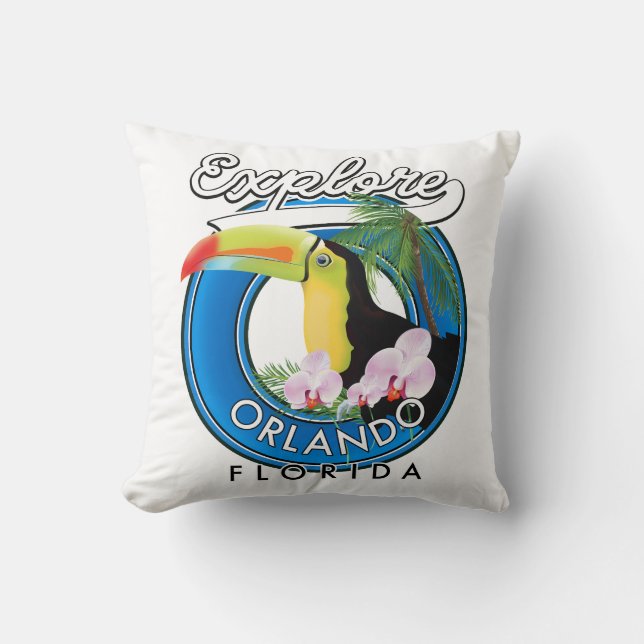 Orlando Florida Explore Retro-Logo. Kissen (Vorderseite)