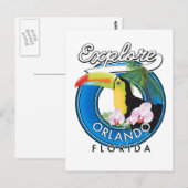 Orlando Florida Explore Retro-Logo. Postkarte (Vorne/Hinten)
