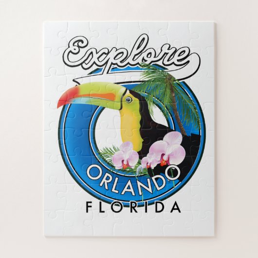 Orlando Florida Explore Retro-Logo. Puzzle (Vertikal)