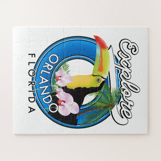 Orlando Florida Explore Retro-Logo. Puzzle (Horizontal)