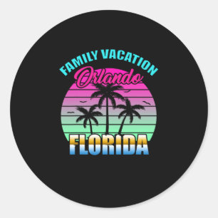 Orlando Florida Familienurlaub Retro-Sonnenunterga Runder Aufkleber