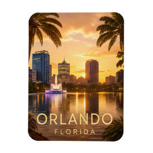 Orlando Florida Goldener Sonnenuntergang Stadtbild Magnet