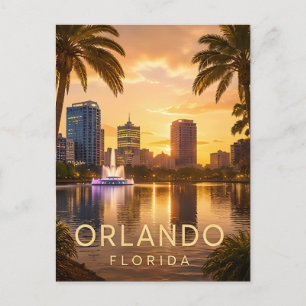 Orlando Florida Goldener Sonnenuntergang Stadtbild Postkarte