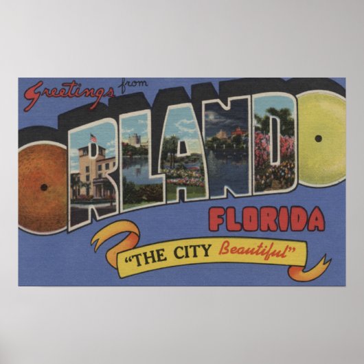 Orlando, Florida - Große Briefmarkenszenen Poster (Vorne)
