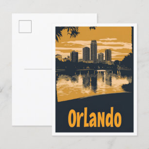 Orlando Florida Kunst Vintage Reise Illustration Postkarte